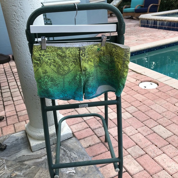 Yellow and Green Floral Shorts. Size 7 - Picture 1 of 4